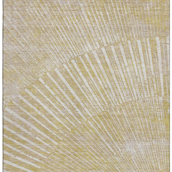 HomeRoots 9' X 12' Wheat And Beige Geometric Area Rug - Washable, UV Protected, Durable Design for Modern Homes 648363