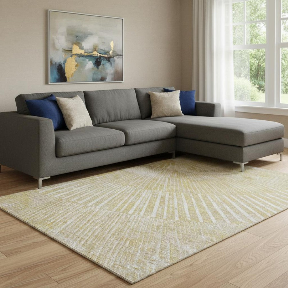 HomeRoots 10' Wheat & Beige Geometric Area Rug – Washable, Durable & UV-Protected for Modern Living Spaces 648364