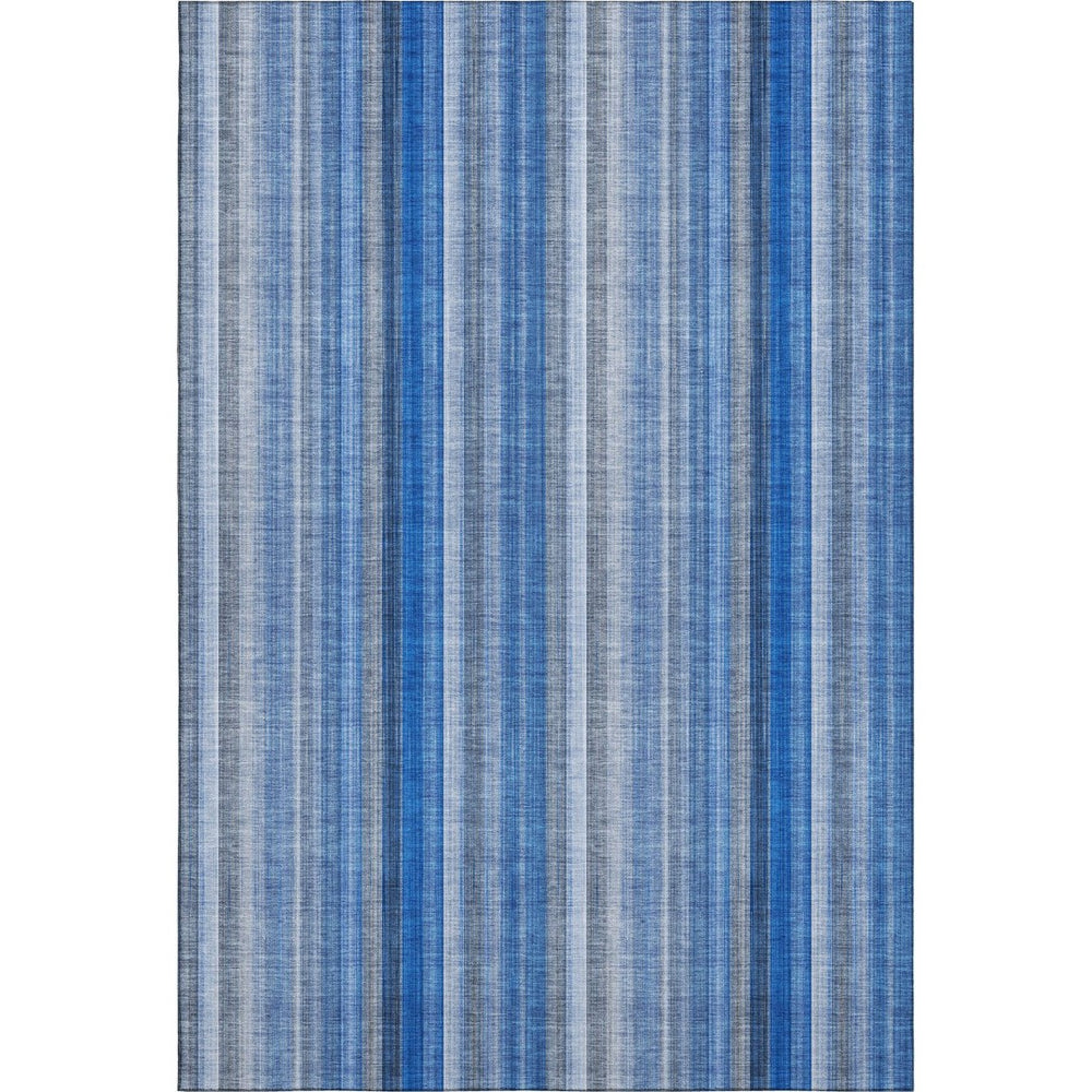 HomeRoots 10' Blue and Ivory Striped Washable Area Rug – UV Protected, Durable, Perfect for High-Traffic Spaces 648370