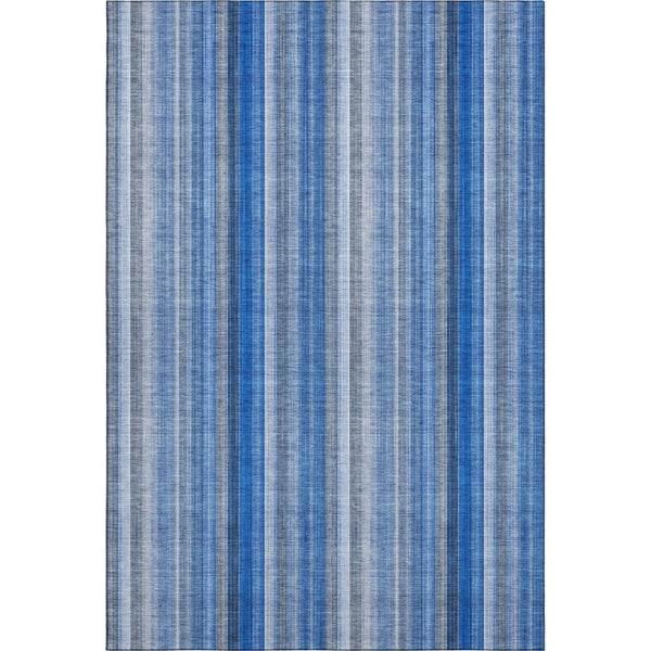 HomeRoots 10' Blue and Ivory Striped Washable Area Rug – UV Protected, Durable, Perfect for High-Traffic Spaces 648370
