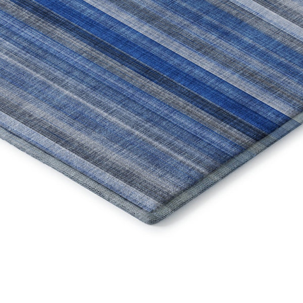 HomeRoots 10' Blue and Ivory Striped Washable Area Rug – UV Protected, Durable, Perfect for High-Traffic Spaces 648370