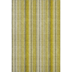 HomeRoots 5' X 8' Gold and Ivory Striped Washable Area Rug – Durable, Stylish, UV-Protected for Everyday Living 648372