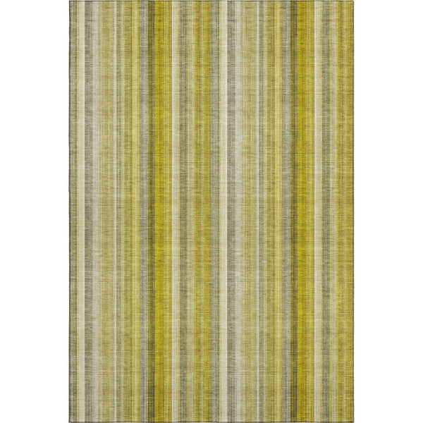 HomeRoots 5' X 8' Gold and Ivory Striped Washable Area Rug – Durable, Stylish, UV-Protected for Everyday Living 648372