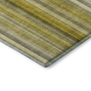 HomeRoots 5' X 8' Gold and Ivory Striped Washable Area Rug – Durable, Stylish, UV-Protected for Everyday Living 648372