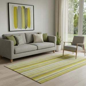 HomeRoots 5' X 8' Gold and Ivory Striped Washable Area Rug – Durable, Stylish, UV-Protected for Everyday Living 648372