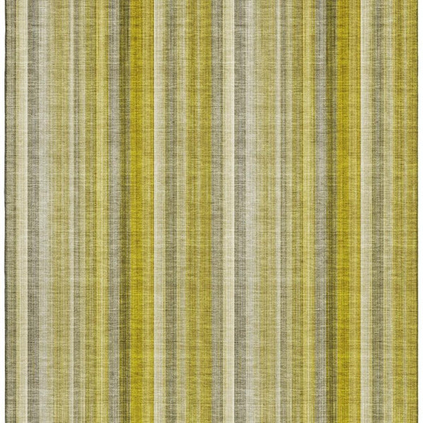 HomeRoots 10' Gold and Ivory Striped Washable Area Rug - Durable UV Protected Design for Stylish Homes 648376