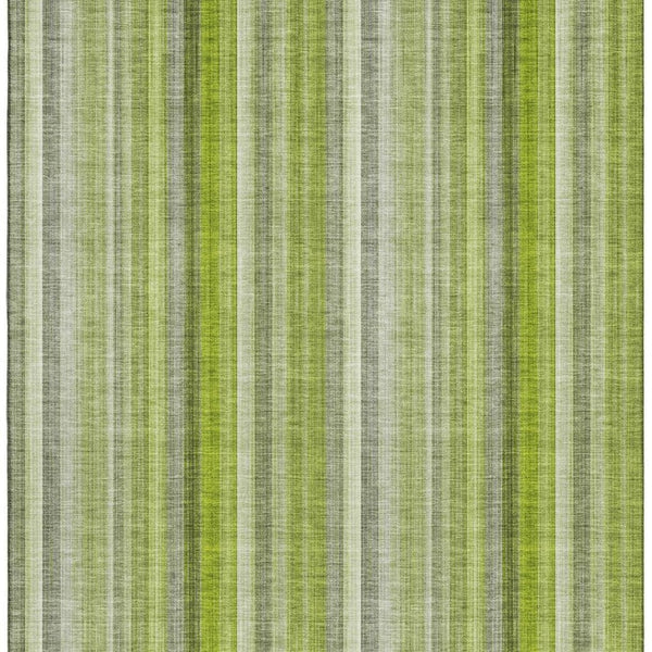 HomeRoots 5' X 8' Green And Ivory Striped Area Rug - Washable, UV-Protected, Durable & Stylish for High-Traffic Areas 648384