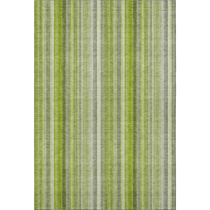 HomeRoots 5' X 8' Green And Ivory Striped Area Rug - Washable, UV-Protected, Durable & Stylish for High-Traffic Areas 648384