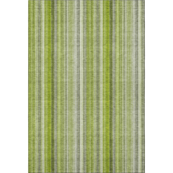 HomeRoots 5' X 8' Green And Ivory Striped Area Rug - Washable, UV-Protected, Durable & Stylish for High-Traffic Areas 648384