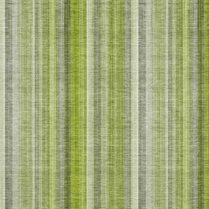 HomeRoots 8' X 10' Green And Ivory Striped Washable Rug - Durable, UV-Protected, Stylish for High-Traffic Areas 648386