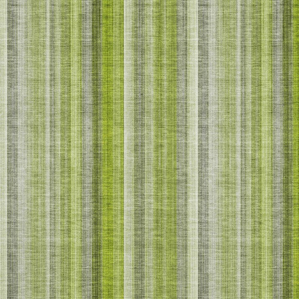 HomeRoots 8' X 10' Green And Ivory Striped Washable Rug - Durable, UV-Protected, Stylish for High-Traffic Areas 648386