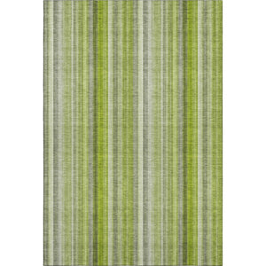 HomeRoots 9' X 12' Green And Ivory Striped Area Rug - Washable, Stain Resistant, UV Protected for Any Room 648387