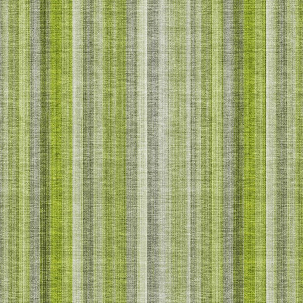 HomeRoots 9' X 12' Green And Ivory Striped Area Rug - Washable, Stain Resistant, UV Protected for Any Room 648387