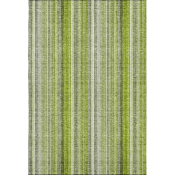 HomeRoots 10' X 14' Green and Ivory Striped Washable Area Rug - Durable, Stain-Resistant, UV Protected Design 648388