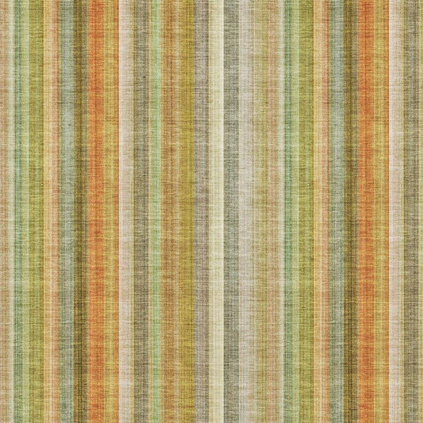 HomeRoots 5' Transitional Washable Area Rug - Khaki, Orange & Beige Stripes with UV Protection for Durability 648390