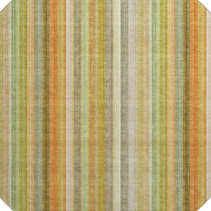 HomeRoots 8' Washable Round Rug in Khaki, Orange & Beige Stripes - UV Protected, Durable for High-Traffic Areas 648391