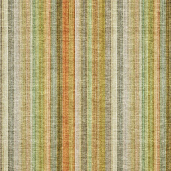 HomeRoots 8' X 10' Stylish Khaki Orange Beige Striped Washable Area Rug with UV Protection for Busy Homes 648392