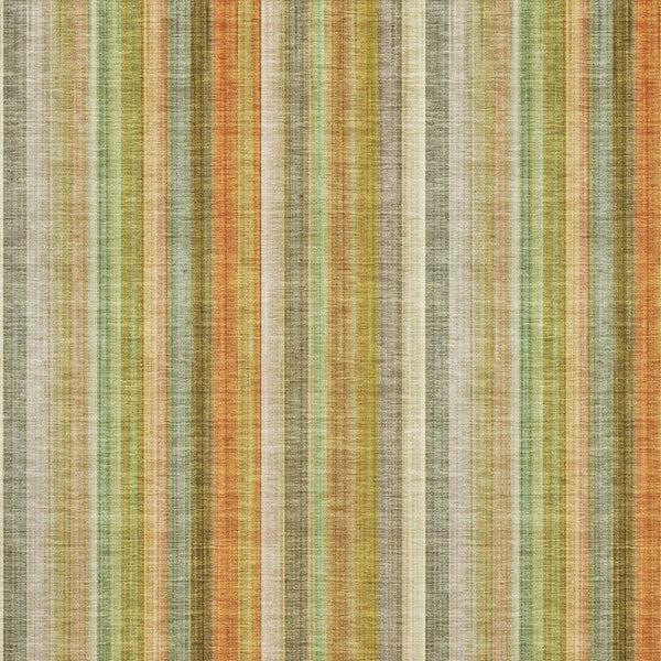 HomeRoots 9' Khaki Orange & Beige Striped Area Rug - Washable, UV Protected, Stain Resistant for Busy Homes 648393