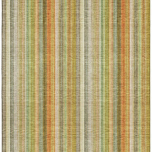HomeRoots 9' Khaki Orange & Beige Striped Area Rug - Washable, UV Protected, Stain Resistant for Busy Homes 648393