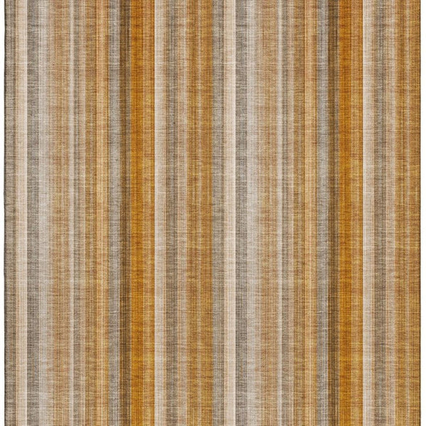 HomeRoots 5' X 8' Striped Washable Area Rug in Rust and Gray – UV Protected, Stain-Resistant for Busy Homes 648396