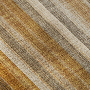 HomeRoots 8' Durable Rust and Gray Striped Washable Round Rug with UV Protection for High-Traffic Spaces 648397