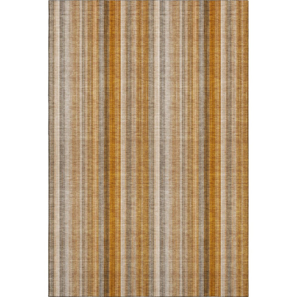 HomeRoots 8' X 10' Washable Rust and Gray Striped Area Rug with UV Protection - Durable, Stylish, and Soft Comfort 648398