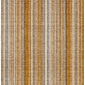 HomeRoots 9' X 12' Washable Rust and Gray Striped Area Rug - Durable, UV-Protected, Ideal for Families & Pets 648399