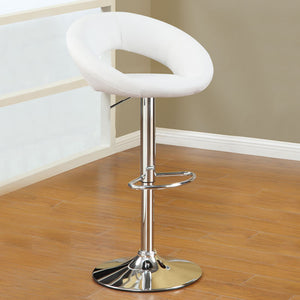 English Elm Adjustable Barstool with White Faux Leather Upholstery, Gas Lift, 360° Swivel & Footrest for Kitchen Islands B089P390147