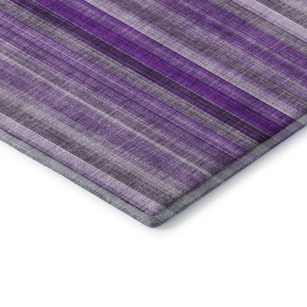 HomeRoots 5' X 8' Washable Purple and Ivory Striped Area Rug with UV Protection for Homes and Patios 648402