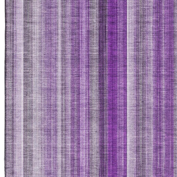 HomeRoots 5' X 8' Washable Purple and Ivory Striped Area Rug with UV Protection for Homes and Patios 648402