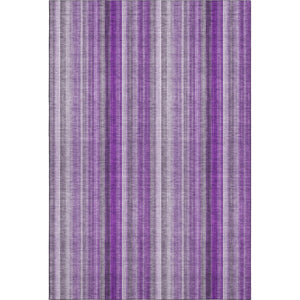 HomeRoots 8' X 10' Purple and Ivory Striped Area Rug – Washable, UV-Protected, Stain-Resistant & Stylish! 648404
