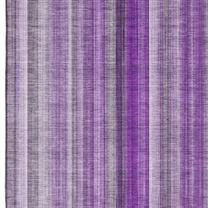 HomeRoots 8' X 10' Purple and Ivory Striped Area Rug – Washable, UV-Protected, Stain-Resistant & Stylish! 648404