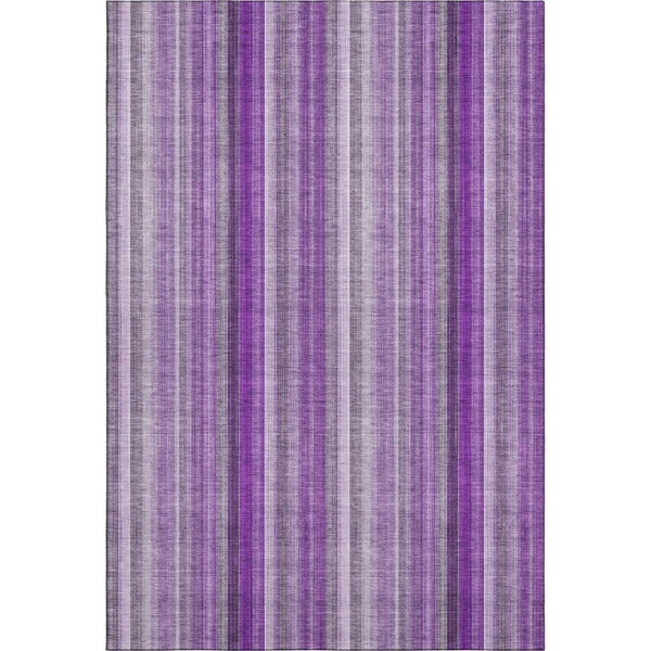 HomeRoots 9' X 12' Striped Area Rug in Purple and Ivory - Washable, UV Protected, Perfect for High-Traffic Spaces 648405