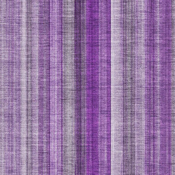 HomeRoots 9' X 12' Striped Area Rug in Purple and Ivory - Washable, UV Protected, Perfect for High-Traffic Spaces 648405