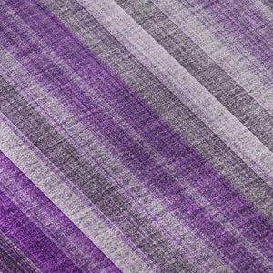 HomeRoots 10' X 14' Striped Washable Area Rug in Purple & Ivory - Durable, UV Protected for Any Space! 648406