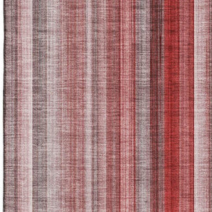 HomeRoots 5' x 8' Red and Ivory Striped Washable Area Rug with UV Protection - Durable, Stain-Resistant Design! 648408
