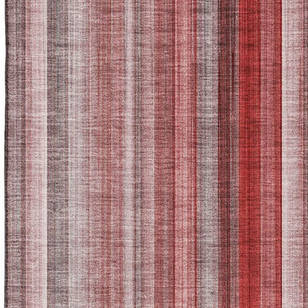 HomeRoots 5' x 8' Red and Ivory Striped Washable Area Rug with UV Protection - Durable, Stain-Resistant Design! 648408