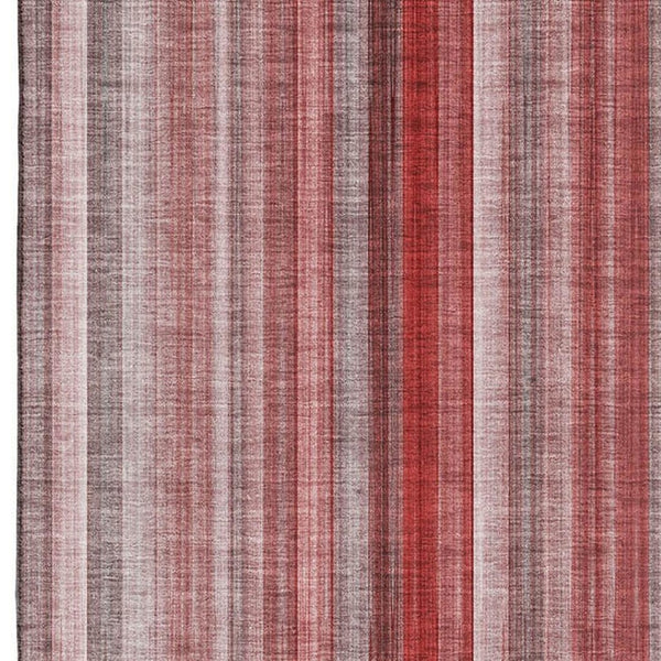 HomeRoots 5' x 8' Red and Ivory Striped Washable Area Rug with UV Protection - Durable, Stain-Resistant Design! 648408