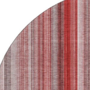 HomeRoots 8' Red And Ivory Striped Round Rug - Durable, Washable, UV-Protected for Homes with Kids & Pets! 648409