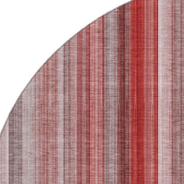 HomeRoots 8' Red And Ivory Striped Round Rug - Durable, Washable, UV-Protected for Homes with Kids & Pets! 648409