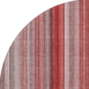 HomeRoots 8' Red And Ivory Striped Round Rug - Durable, Washable, UV-Protected for Homes with Kids & Pets! 648409