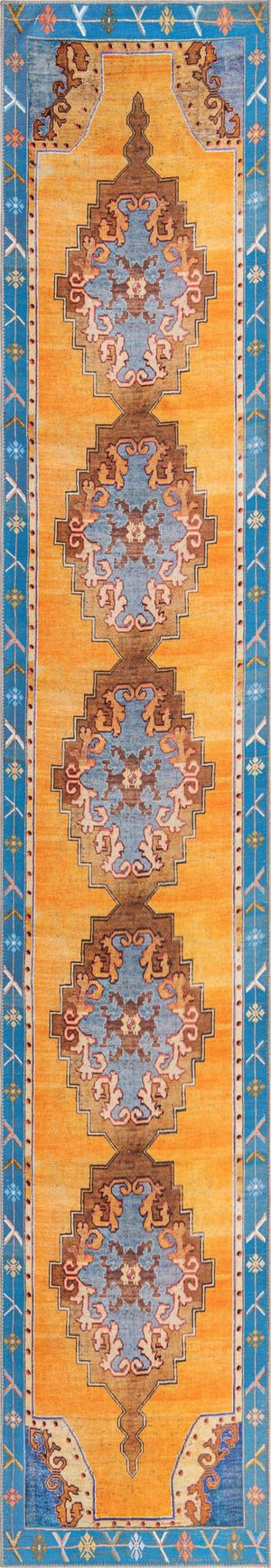 Unique Loom Timeless Thomas Machine Made Medallion Rug Orange, Brown/Ivory/Red/Beige/Black 2' 6" x 14' 1"