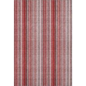 HomeRoots 8' X 10' Red and Ivory Striped Washable Area Rug - UV Protected, Stain Resistant for Family Homes 648410