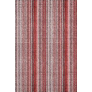 HomeRoots 9' X 12' Striped Red and Ivory Washable Area Rug - UV Protected, Stain-Resistant, Durable Style! 648411
