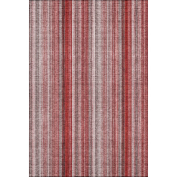 HomeRoots 9' X 12' Striped Red and Ivory Washable Area Rug - UV Protected, Stain-Resistant, Durable Style! 648411