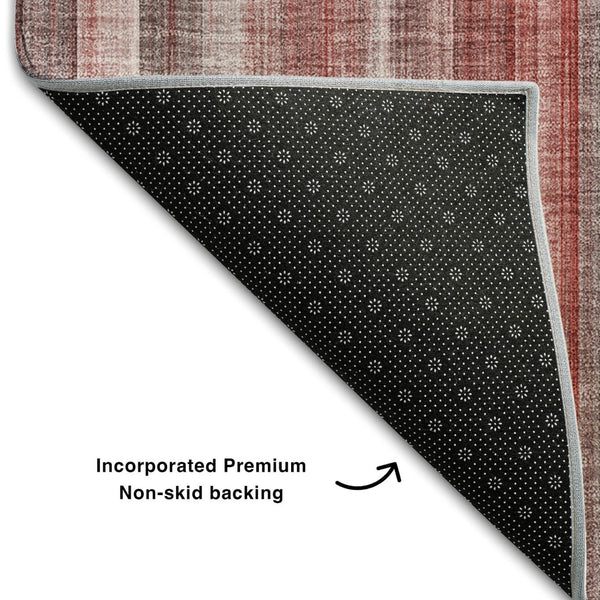 HomeRoots 9' X 12' Striped Red and Ivory Washable Area Rug - UV Protected, Stain-Resistant, Durable Style! 648411