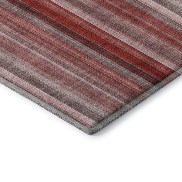 HomeRoots 9' X 12' Striped Red and Ivory Washable Area Rug - UV Protected, Stain-Resistant, Durable Style! 648411