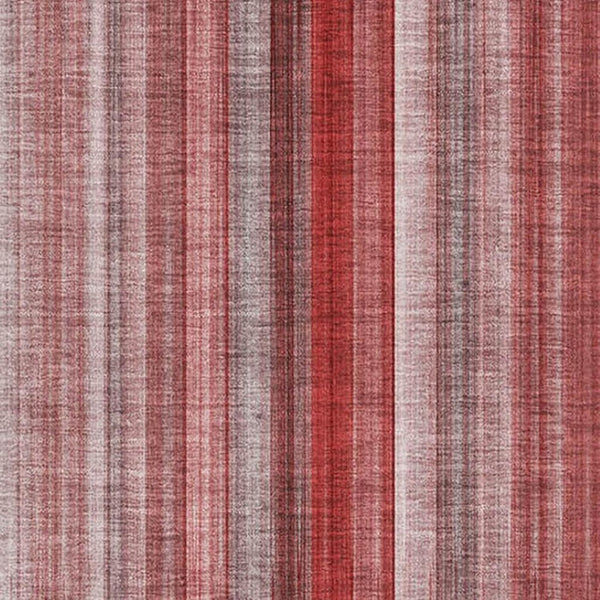 HomeRoots 9' X 12' Striped Red and Ivory Washable Area Rug - UV Protected, Stain-Resistant, Durable Style! 648411