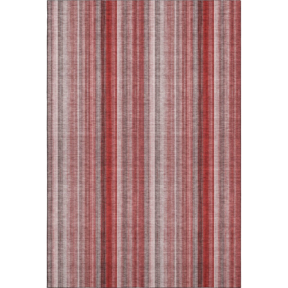 HomeRoots 10' Red and Ivory Striped Washable Area Rug - Durable, UV-Protected, Stain-Resistant, Easy Care! 648412