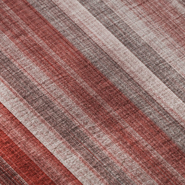 HomeRoots 10' Red and Ivory Striped Washable Area Rug - Durable, UV-Protected, Stain-Resistant, Easy Care! 648412